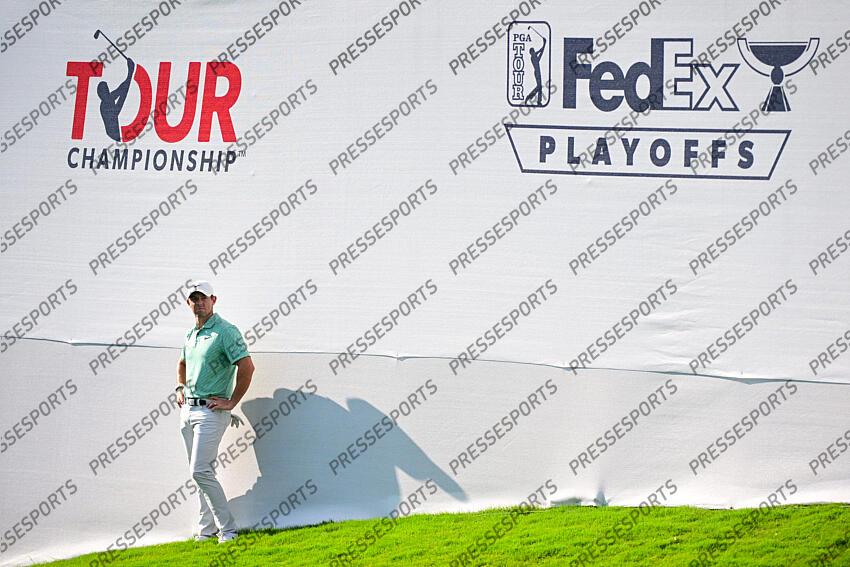 Aug 28, 2022; Atlanta, Georgia, USA; Rory McIlroy waits to hit a shot on the 18th hole during the final round of the TOUR Championship golf tournament. Mandatory Credit: Adam Hagy-USA TODAY Sports FINALE FEDEX CUP 