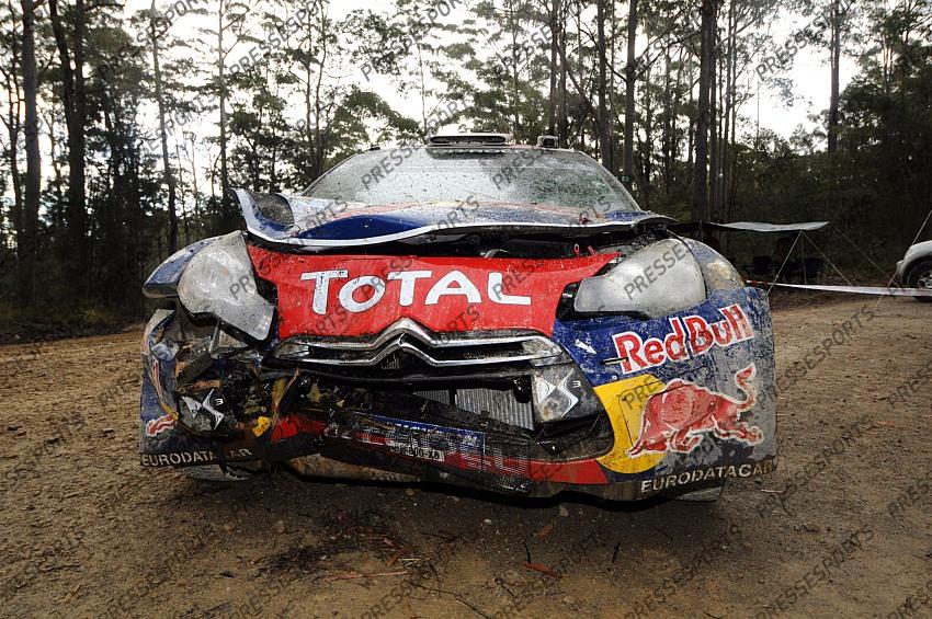 OGIER Sebastien ACCIDENT ES6 Shipmans2 CITROEN DS3 WRC AUSTRALIA RALLY 2011 