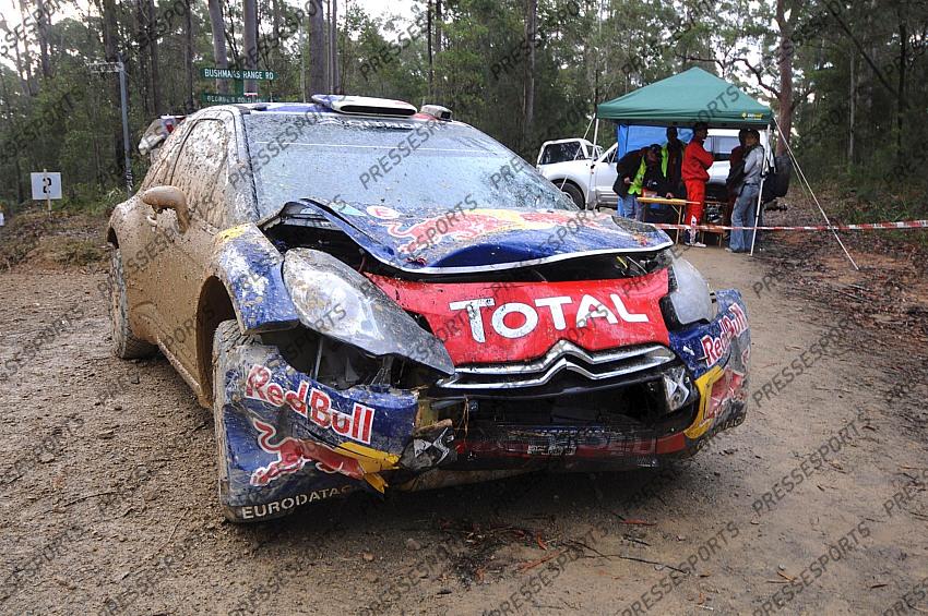 OGIER Sebastien ACCIDENT ES6 Shipmans2 CITROEN DS3 WRC AUSTRALIA RALLY 2011 