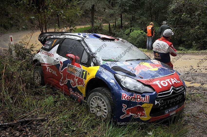 LOEB Sebastien ACCIDENT ES4 BROOKLANA1 CITROEN DS3 WRC AUSTRALIA RALLY 2011 