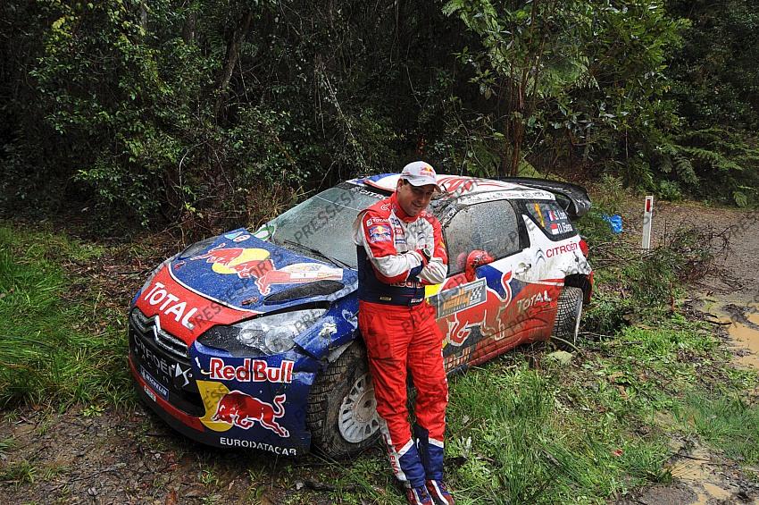 LOEB Sebastien ACCIDENT ES4 BROOKLANA1 CITROEN DS3 WRC AUSTRALIA RALLY 2011 