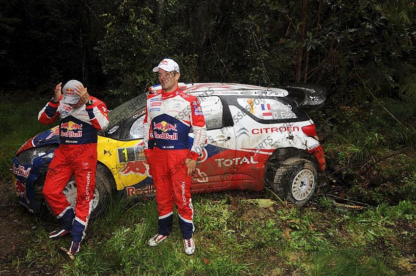 LOEB Sebastien ACCIDENT ES4 BROOKLANA1 CITROEN DS3 WRC AUSTRALIA RALLY 2011 