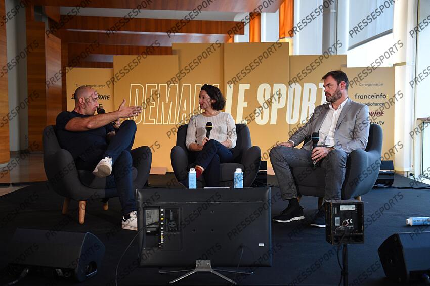 poulain (raphael) sarango (emma) martini (bruno) DEMAIN LE SPORT debat Santé, education et Jeunesse Galerie Seine "la depression des sportifs" martini: pdt de la Ligue Nationale de Hand LNH 