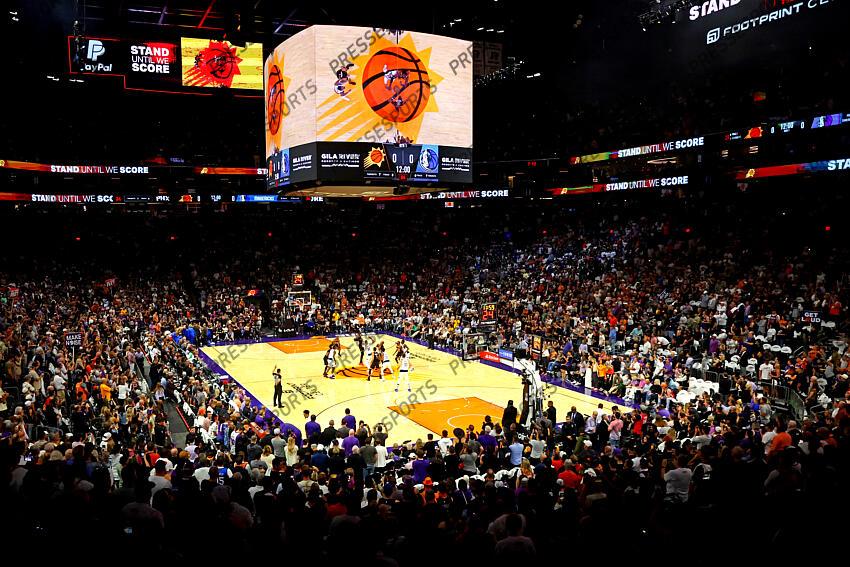 Oct 19, 2022; Phoenix, Arizona, USA; An overall view during the open tip of the game between the Phoenix Suns and the Dallas Mavericks at Footprint Center. Mandatory Credit: Mark J. Rebilas-USA TODAY Sports NBA: Dallas Mavericks at Phoenix Suns 