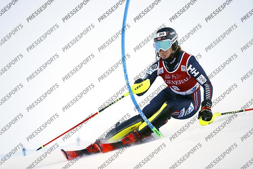 LEVI, FINLAND - NOVEMBER 20: Mina Fuerst Holtmann of Team Norway in action during the Audi FIS Alpine Ski World Cup Women's Slalom on November 20, 2022 in Levi, Finland. (Photo by Christophe Pallot/Agence Zoom) SLALOM LEVI 2 