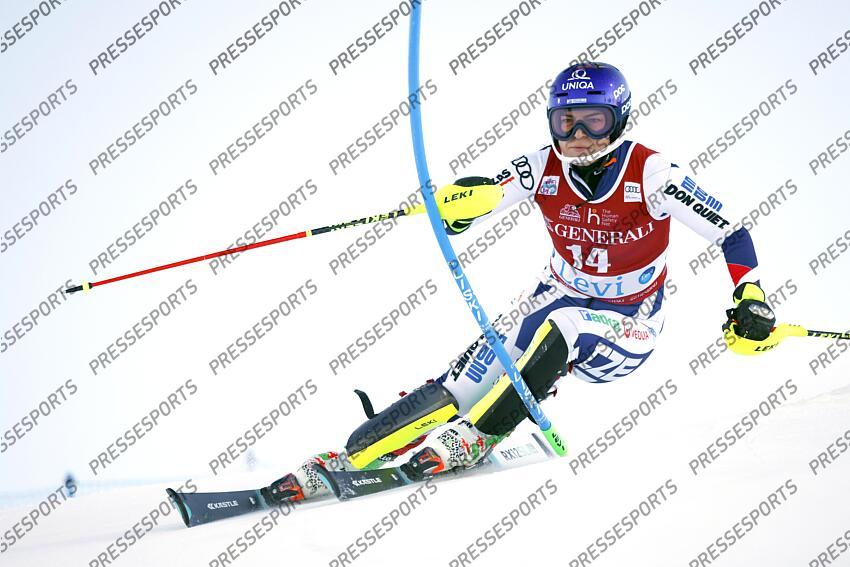 LEVI, FINLAND - NOVEMBER 20: Martina Dubovska of Team Czech Republic in action during the Audi FIS Alpine Ski World Cup Women's Slalom on November 20, 2022 in Levi, Finland. (Photo by Christophe Pallot/Agence Zoom) SLALOM LEVI 2 