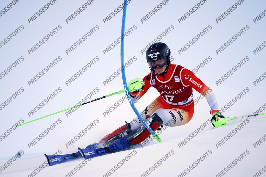 LEVI, FINLAND - NOVEMBER 20: Camille Rast of Team Switzerland during the Audi FIS Alpine Ski World Cup Women's Slalom on November 20, 2022 in Levi, Finland. (Photo by Christophe Pallot/Agence Zoom) SLALOM LEVI 2 