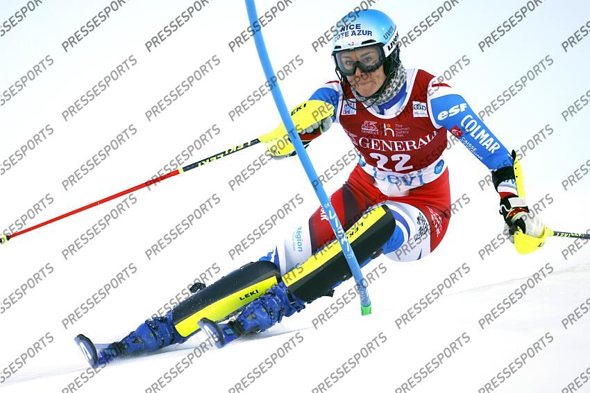 LEVI, FINLAND - NOVEMBER 20: Nastasia Noens of Team France in action during the Audi FIS Alpine Ski World Cup Women's Slalom on November 20, 2022 in Levi, Finland. (Photo by Christophe Pallot/Agence Zoom) SLALOM LEVI 2 