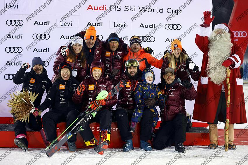 LEVI, FINLAND - NOVEMBER 20: Petra Vlhova of Team Slovakia takes 3rd place during the Audi FIS Alpine Ski World Cup Women's Slalom on November 20, 2022 in Levi, Finland. (Photo by Christophe Pallot/Agence Zoom) SLALOM LEVI 2 