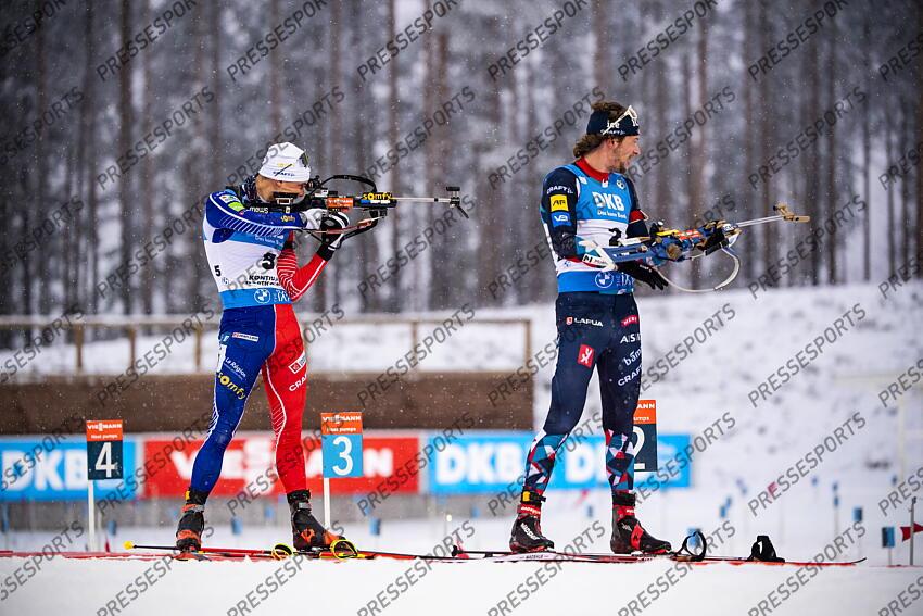 KONTIOLAHTI, FINLAND - DECEMBER 04: Emilien Jacquelin of Team France takes 3rd place during the men and women pursuit IBU Biathlon World Cups on december 04, 2022 in Kontiolahti, Finland. (Photo by Kevin Voigt/Agence Zoom) POURSUITE HOMMES 