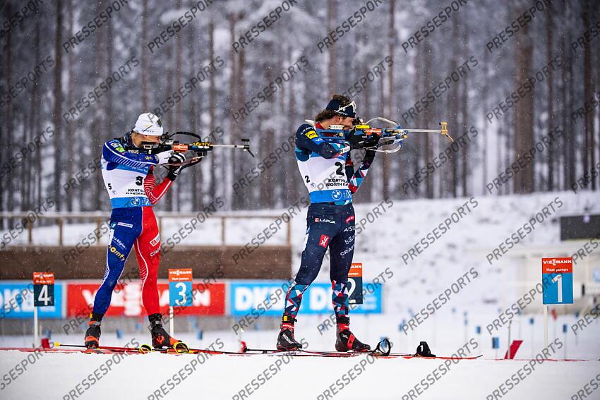 KONTIOLAHTI, FINLAND - DECEMBER 04: Emilien Jacquelin of Team France takes 3rd place during the men and women pursuit IBU Biathlon World Cups on december 04, 2022 in Kontiolahti, Finland. (Photo by Kevin Voigt/Agence Zoom) POURSUITE HOMMES 