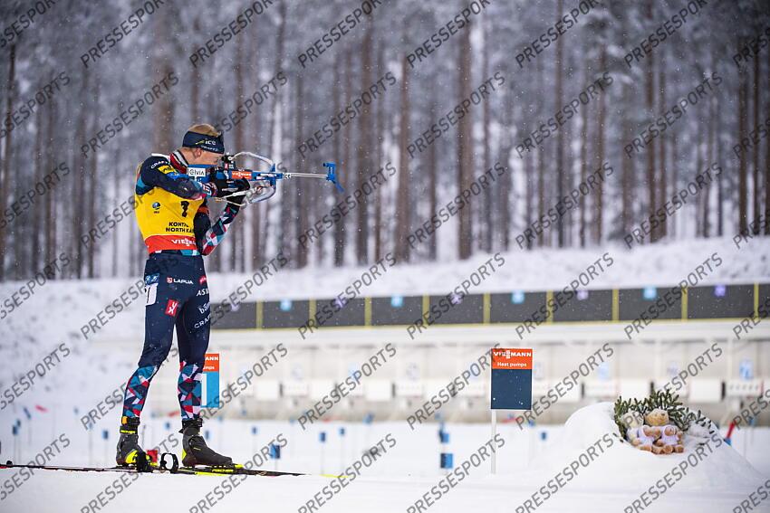 KONTIOLAHTI, FINLAND - DECEMBER 04: Johannes Thingnes Boe of Team Norway takes 1st place during the men and women pursuit IBU Biathlon World Cups on december 04, 2022 in Kontiolahti, Finland. (Photo by Kevin Voigt/Agence Zoom) POURSUITE HOMMES 