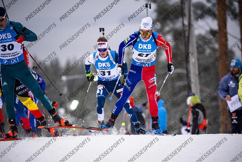 KONTIOLAHTI, FINLAND - DECEMBER 04: Antonin Guigonnat of Team France during the men and women pursuit IBU Biathlon World Cups on december 04, 2022 in Kontiolahti, Finland. (Photo by Kevin Voigt/Agence Zoom) POURSUITE HOMMES 