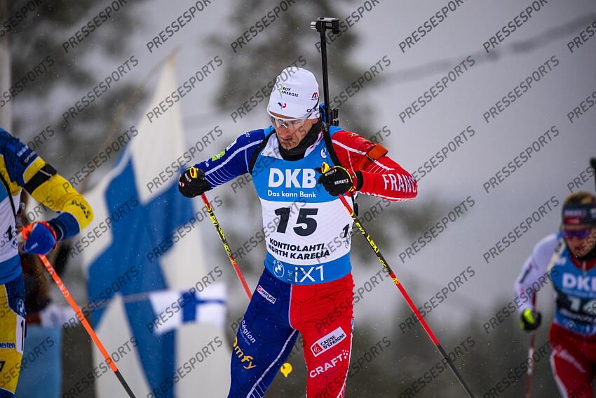 KONTIOLAHTI, FINLAND - DECEMBER 04: Fabien Claude of Team France during the men and women pursuit IBU Biathlon World Cups on december 04, 2022 in Kontiolahti, Finland. (Photo by Kevin Voigt/Agence Zoom) POURSUITE HOMMES 
