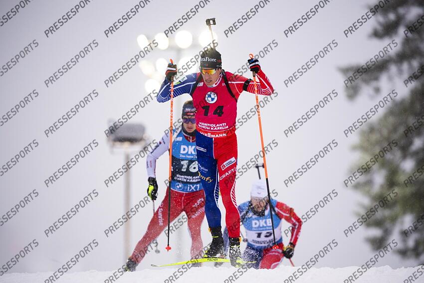 KONTIOLAHTI, FINLAND - DECEMBER 04: Quentin Fillon Maillet of Team France during the men and women pursuit IBU Biathlon World Cups on december 04, 2022 in Kontiolahti, Finland. (Photo by Kevin Voigt/Agence Zoom) POURSUITE HOMMES 