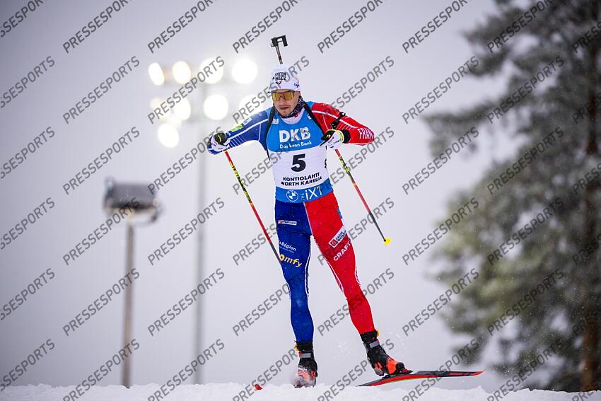 KONTIOLAHTI, FINLAND - DECEMBER 04: Emilien Jacquelin of Team France takes 3rd place during the men and women pursuit IBU Biathlon World Cups on december 04, 2022 in Kontiolahti, Finland. (Photo by Kevin Voigt/Agence Zoom) POURSUITE HOMMES 