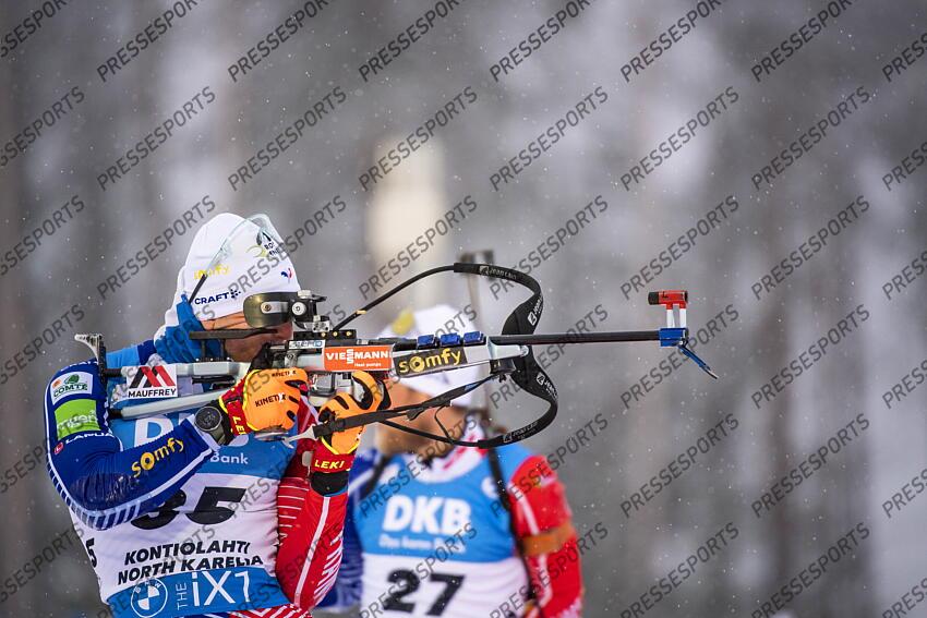 KONTIOLAHTI, FINLAND - DECEMBER 04: Emilien Claude of Team France during the men and women pursuit IBU Biathlon World Cups on december 04, 2022 in Kontiolahti, Finland. (Photo by Kevin Voigt/Agence Zoom) POURSUITE HOMMES 