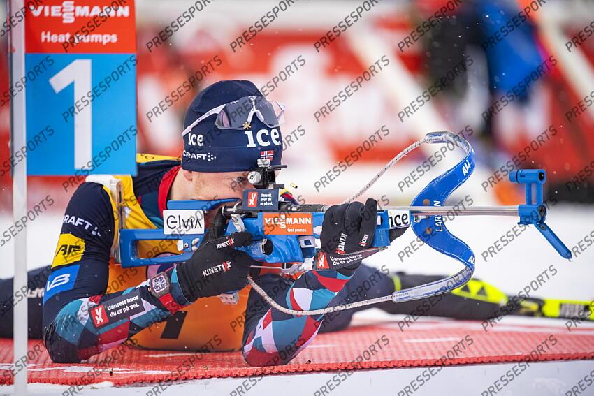 KONTIOLAHTI, FINLAND - DECEMBER 04: Johannes Thingnes Boe of Team Norway takes 1st place during the men and women pursuit IBU Biathlon World Cups on december 04, 2022 in Kontiolahti, Finland. (Photo by Kevin Voigt/Agence Zoom) POURSUITE HOMMES 