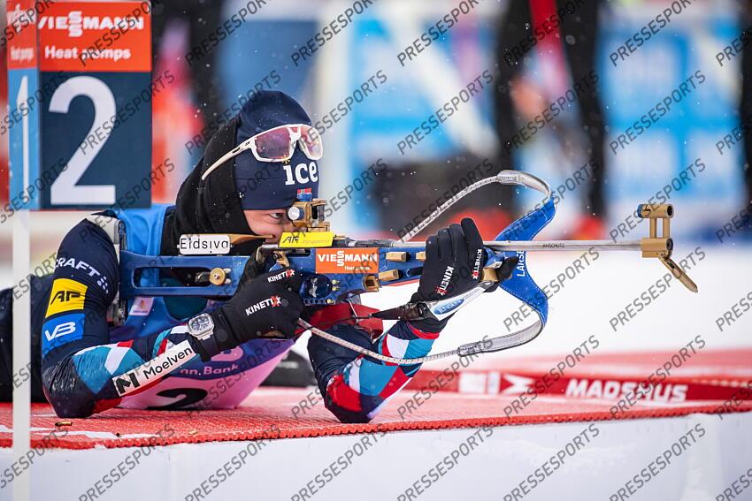 KONTIOLAHTI, FINLAND - DECEMBER 04: Sturla Holm Laegreid of Team Norway takes 2nd place during the men and women pursuit IBU Biathlon World Cups on december 04, 2022 in Kontiolahti, Finland. (Photo by Kevin Voigt/Agence Zoom) POURSUITE HOMMES 