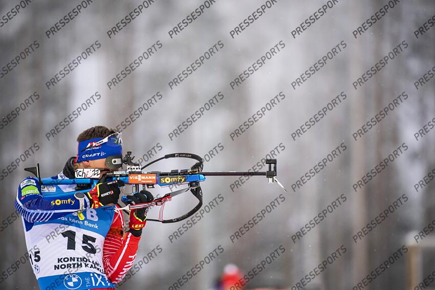 KONTIOLAHTI, FINLAND - DECEMBER 04: Fabien Claude of Team France during the men and women pursuit IBU Biathlon World Cups on december 04, 2022 in Kontiolahti, Finland. (Photo by Kevin Voigt/Agence Zoom) POURSUITE HOMMES 