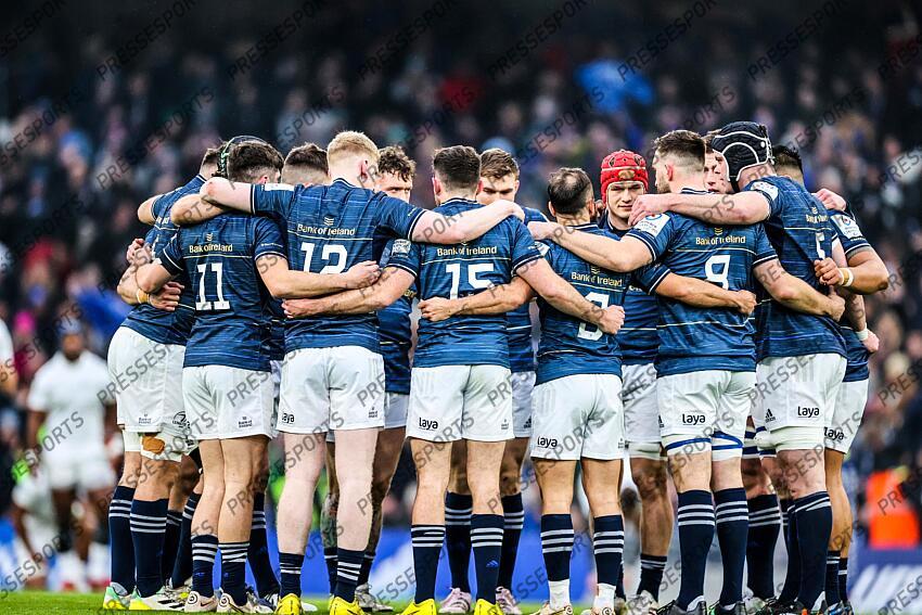 Heineken Champions Cup Round 4 Pool A, Aviva Stadium, Dublin 21/1/2023 Leinster vs Racing 92 A view of the Leinster team huddle Mandatory Credit ©INPHO/Billy Stickland LEINSTER-RACING 92 (36-10) 