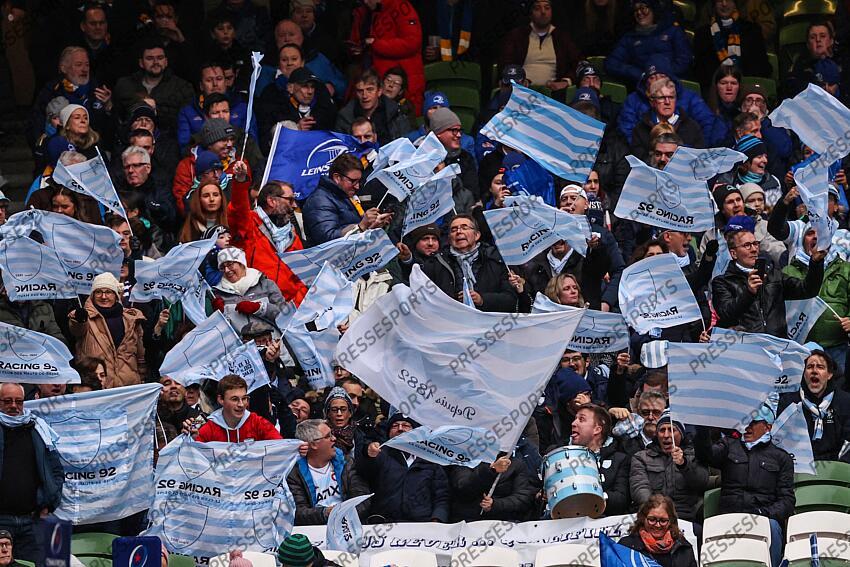 Heineken Champions Cup Round 4 Pool A, Aviva Stadium, Dublin 21/1/2023 Leinster vs Racing 92 A view of Racing 92 fans at the game Mandatory Credit ©INPHO/Billy Stickland LEINSTER-RACING 92 (36-10) 