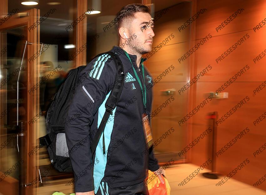 Heineken Champions Cup Round 4 Pool A, Aviva Stadium, Dublin 21/1/2023 Leinster vs Racing 92 Leinster's Jordan Larmour arrives Mandatory Credit ©INPHO/Dan Sheridan LEINSTER-RACING 92 (36-10) 