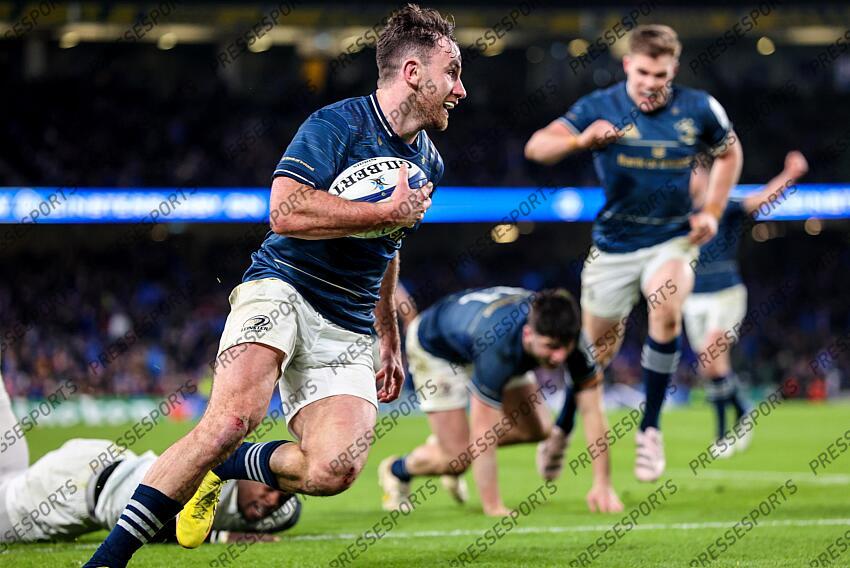 Heineken Champions Cup Round 4 Pool A, Aviva Stadium, Dublin 21/1/2023 Leinster vs Racing 92 Leinster's Hugo Keenan Mandatory Credit ©INPHO/Billy Stickland LEINSTER-RACING 92 (36-10) 