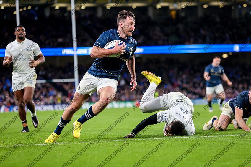 Heineken Champions Cup Round 4 Pool A, Aviva Stadium, Dublin 21/1/2023 Leinster vs Racing 92 Leinster's Hugo Keenan Mandatory Credit ©INPHO/Billy Stickland LEINSTER-RACING 92 (36-10) 
