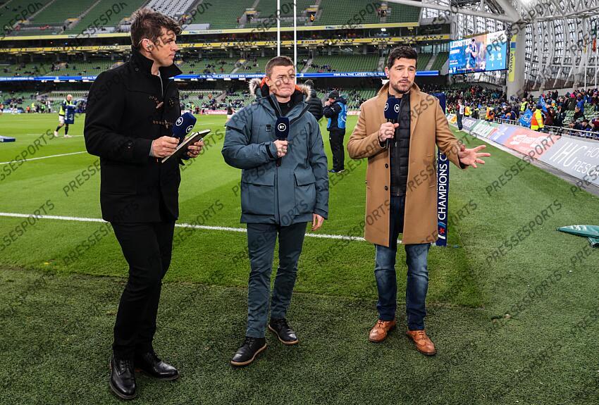 Heineken Champions Cup Round 4 Pool A, Aviva Stadium, Dublin 21/1/2023 Leinster vs Racing 92 BT Pundits Donncha O'Callaghan, Brian O’Driscoll and Craig Doyle Mandatory Credit ©INPHO/Billy Stickland LEINSTER-RACING 92 (36-10) 