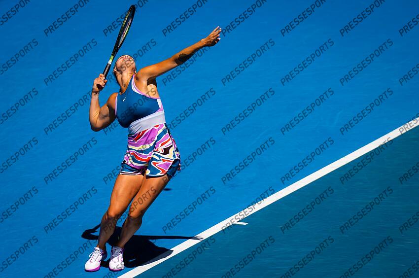 Aryna Sabalenka of Belarus in action during the fourth round of the 2023 Australian Open Grand Slam tennis tournament 2023 Australian Open - Day 8 