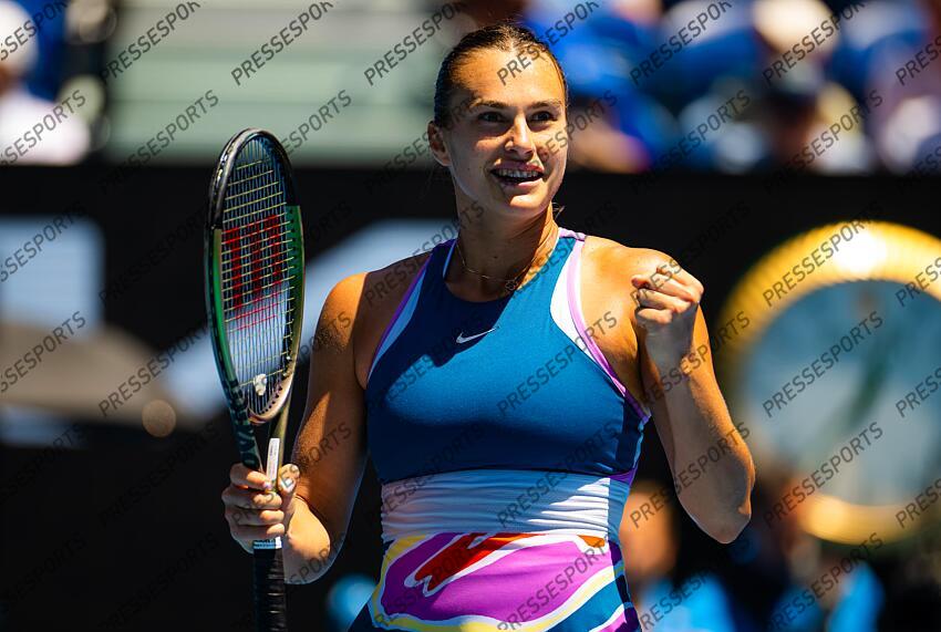 Aryna Sabalenka of Belarus in action during the fourth round of the 2023 Australian Open Grand Slam tennis tournament 2023 Australian Open - Day 8 