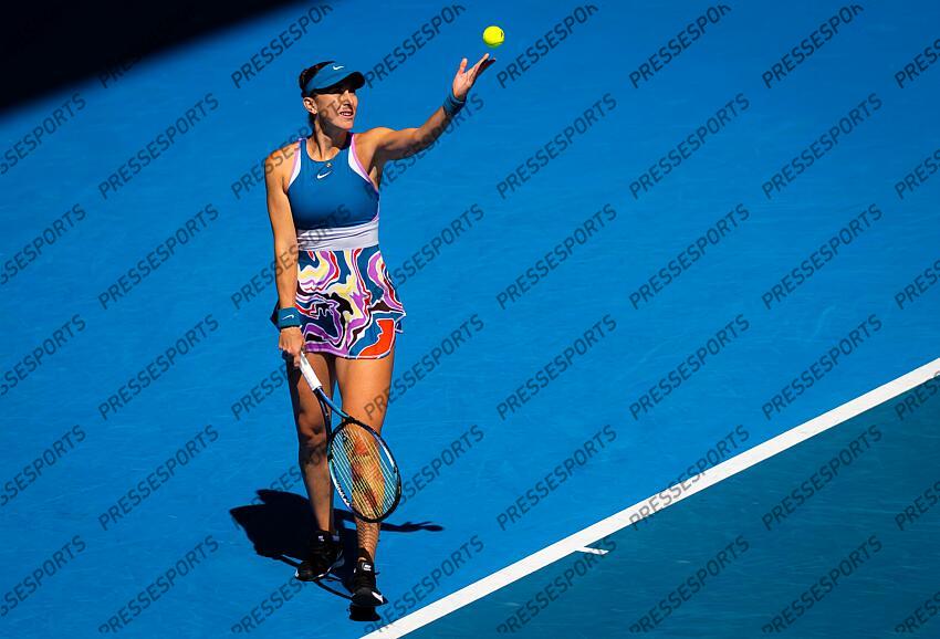 Belinda Bencic of Switzerland in action during the fourth round of the 2023 Australian Open Grand Slam tennis tournament 2023 Australian Open - Day 8 