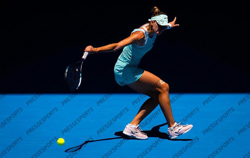 Magda Linette of Poland in action during the fourth round of the 2023 Australian Open Grand Slam tennis tournament 2023 Australian Open - Day 8 