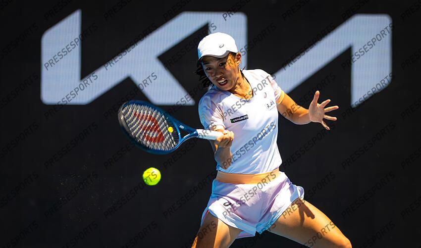 Shuai Zhang of China in action during the fourth round of the 2023 Australian Open Grand Slam tennis tournament 2023 Australian Open - Day 8 