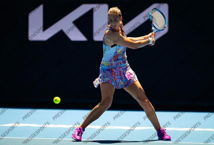 Karolina Pliskova of the Czech Republic in action during the fourth round of the 2023 Australian Open Grand Slam tennis tournament 2023 Australian Open - Day 8 