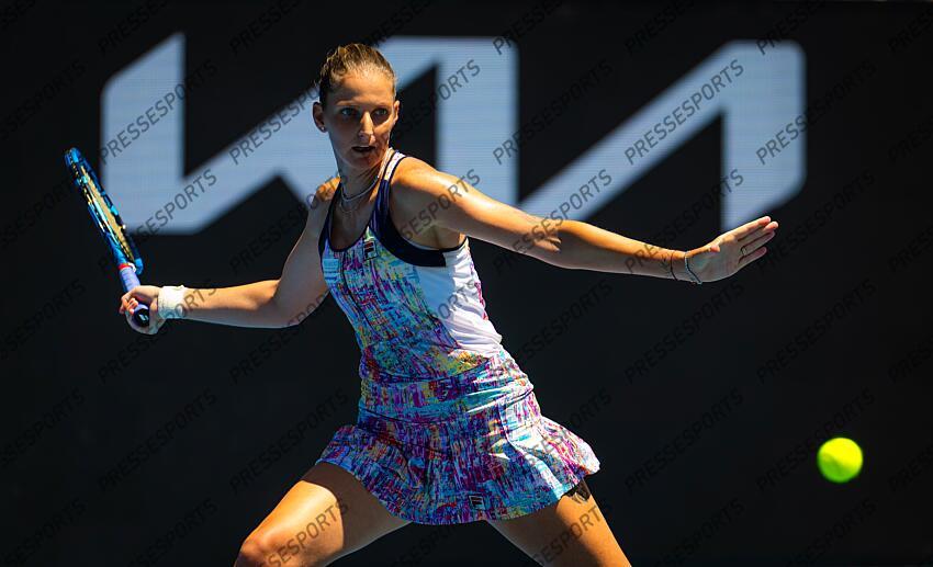 Karolina Pliskova of the Czech Republic in action during the fourth round of the 2023 Australian Open Grand Slam tennis tournament 2023 Australian Open - Day 8 