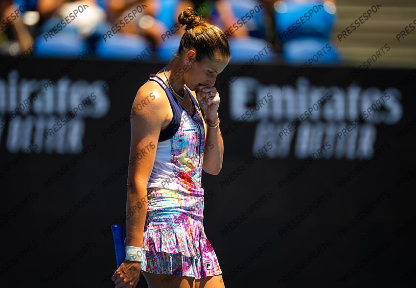 Karolina Pliskova of the Czech Republic in action during the fourth round of the 2023 Australian Open Grand Slam tennis tournament 2023 Australian Open - Day 8 