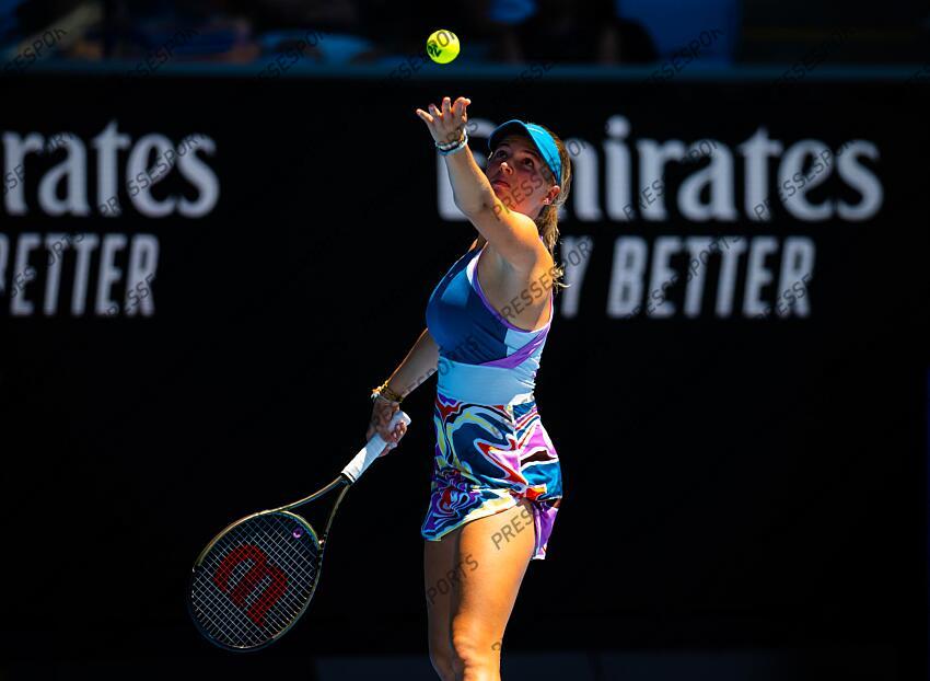 Linda Fruhvirtova of the Czech Republic in action during the fourth round of the 2023 Australian Open Grand Slam tennis tournament 2023 Australian Open - Day 8 