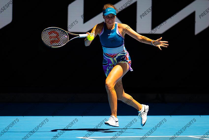 Linda Fruhvirtova of the Czech Republic in action during the fourth round of the 2023 Australian Open Grand Slam tennis tournament 2023 Australian Open - Day 8 