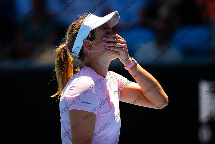 Donna Vekic of Croatia in action during the fourth round of the 2023 Australian Open Grand Slam tennis tournament 2023 Australian Open - Day 8 