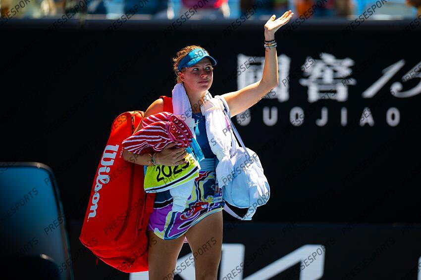 Linda Fruhvirtova of the Czech Republic in action during the fourth round of the 2023 Australian Open Grand Slam tennis tournament 2023 Australian Open - Day 8 