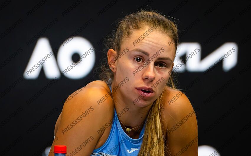 Magda Linette of Poland talks to the media after the fourth round of the 2023 Australian Open Grand Slam tennis tournament 2023 Australian Open - Day 8 