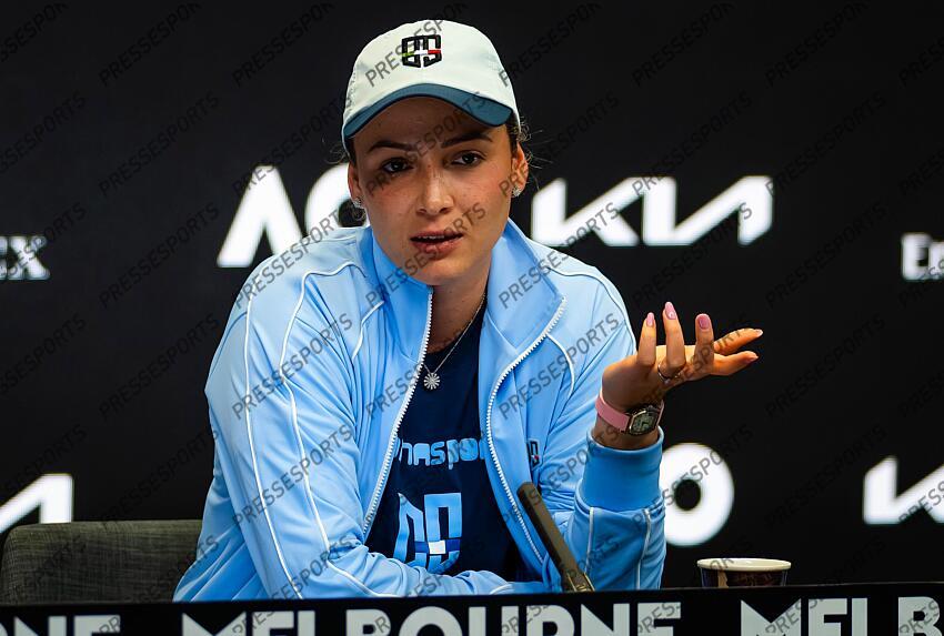 Donna Vekic of Croatia talks to the media after the fourth round of the 2023 Australian Open Grand Slam tennis tournament 2023 Australian Open - Day 8 