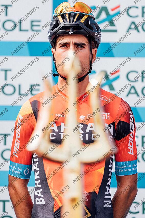 Picture by Zac Williams/SWpix.com- 12/03/2023 - Cycling - 2023 Tirreno Adriatico Stage 7 - San Benedetto Del Tronto, Italy - Mikel Landa, Bahrain Victorious. - Winners Trophy - Trident of Poseidon, Neptunes Fork, Trofeo Maestro di Mare ETAPE 07 SAN BENEDETTO DEL TRONTO/SAN BENEDETTO DEL TRONTO 