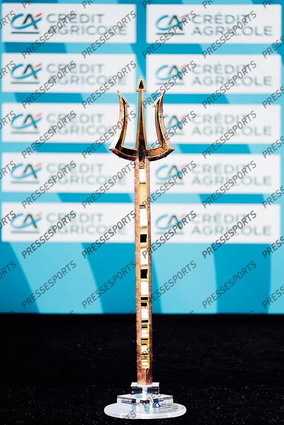 Picture by Zac Williams/SWpix.com- 12/03/2023 - Cycling - 2023 Tirreno Adriatico Stage 7 - San Benedetto Del Tronto, Italy - The Tirreno Adriatico Victor's Trident. - Winners Trophy - Trident of Poseidon, Neptunes Fork, Trofeo Maestro di Mare ETAPE 07 SAN BENEDETTO DEL TRONTO/SAN BENEDETTO DEL TRONTO 