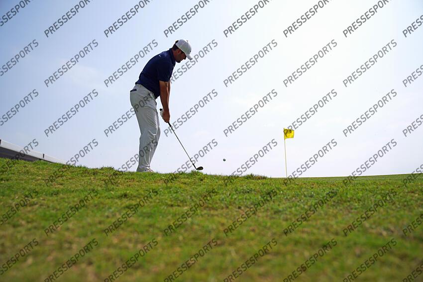 Mar 26, 2023; Austin, Texas, USA; Scottie Scheffler hits from the rough in the semi-final playoff against Sam Burns during the final day of the World Golf Championships-Dell Technologies Match Play golf tournament. Mandatory Credit: Dustin Safranek-USA TODAY Sports PGA: World Golf Championships-Dell Technologies Match Play - Final Round 