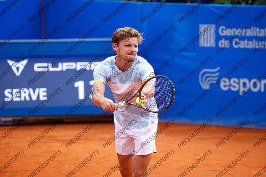 David Goffin (BEL), APRIL18, 2023 - Tennis : David Goffin during singles 1st round match against Feliciano Lopez on the Barcelona Open Banc Sabadell tennis tournament at the Real Club de Tenis de Barcelona in Barcelona, Spain. (Photo by Mutsu Kawamori/AFLO) Tennis : Barcelona Open Banc Sabadell 2023 