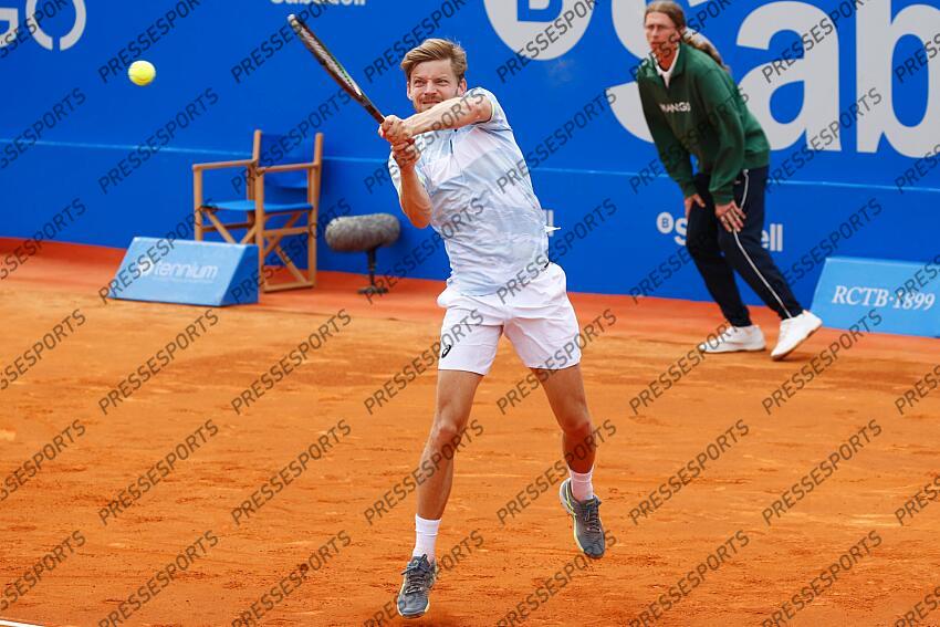 David Goffin (BEL), APRIL18, 2023 - Tennis : David Goffin during singles 1st round match against Feliciano Lopez on the Barcelona Open Banc Sabadell tennis tournament at the Real Club de Tenis de Barcelona in Barcelona, Spain. (Photo by Mutsu Kawamori/AFLO) Tennis : Barcelona Open Banc Sabadell 2023 
