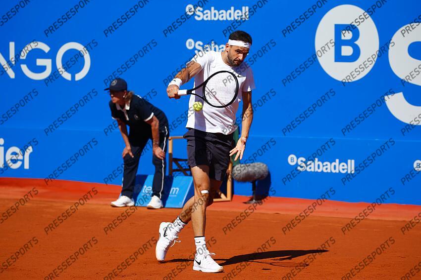 Grigor Dimitrov (BUL), APRIL19, 2023 - Tennis : Grigor Dimitrov during singles 2nd round match against Emilio Gomez on the Barcelona Open Banc Sabadell tennis tournament at the Real Club de Tenis de Barcelona in Barcelona, Spain. (Photo by Mutsu Kawamori/AFLO) Tennis : Barcelona Open Banc Sabadell 2023 
